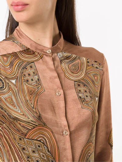 Shop Amir Slama Silk Shirt Dress In Brown