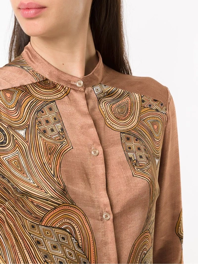 Amir Slama Silk Shirt Dress In Brown