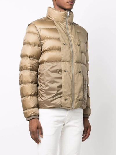 Ten C Patch-detail Puffer Jacket In Braun