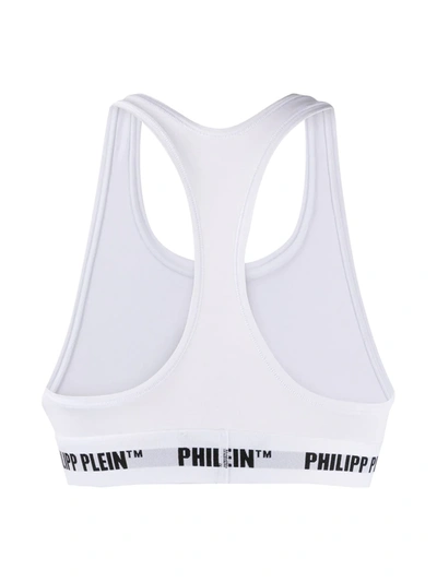 Shop Philipp Plein Logo Band Sports Bra In White