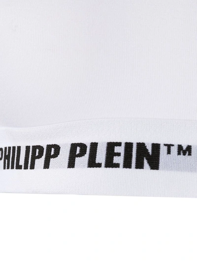 Shop Philipp Plein Logo Band Sports Bra In White
