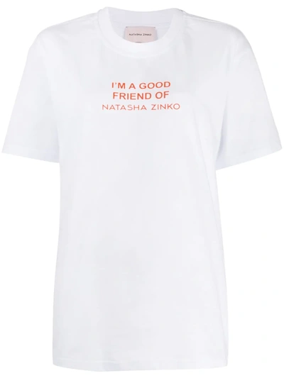 Shop Natasha Zinko Script Pint T-shirt In White