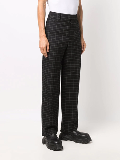 Off-white Grid Pattern Straight Leg Trousers In Schwarz