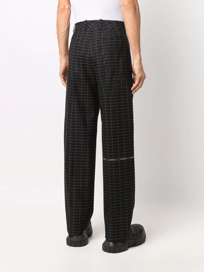 Off-white Grid Pattern Straight Leg Trousers In Schwarz