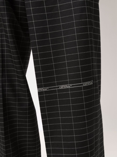 Off-white Grid Pattern Straight Leg Trousers In Schwarz