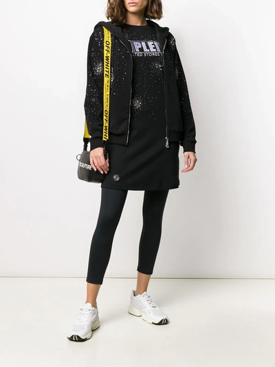 Shop Philipp Plein Rhinestone Detail Hoodie In Black