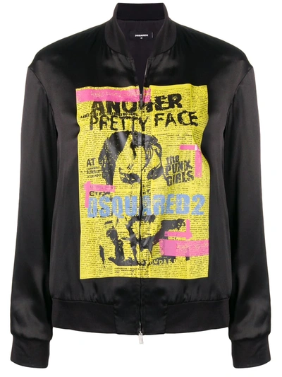 Shop Dsquared2 Punk Print Bomber Jacket In Black