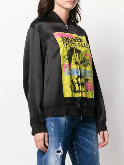 Shop Dsquared2 Punk Print Bomber Jacket In Black