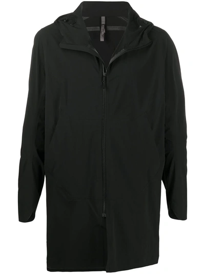 Shop Arc'teryx Zipped Hooded Rain Coat In Black