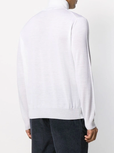 Shop Canali Roll Neck Sweater In White