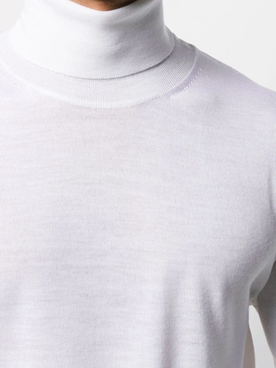 Shop Canali Roll Neck Sweater In White