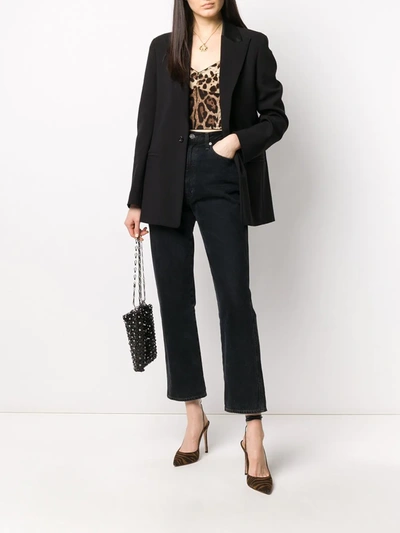 Dolce & Gabbana Leopard-print Charmeuse Bustier Top In Brown