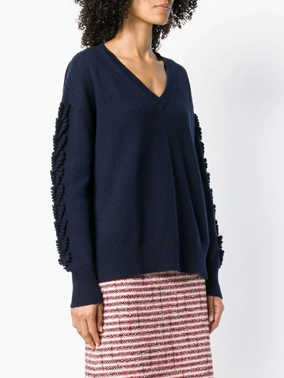 Barrie Troisieme Dimension Cashmere V-neck Pullover In Blue