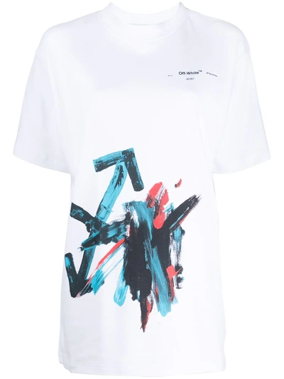 Shop Off-white Oversized Brushstroke Arrow T-shirt In White