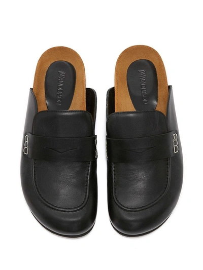 Shop Jw Anderson Leather Loafer Mules In Black