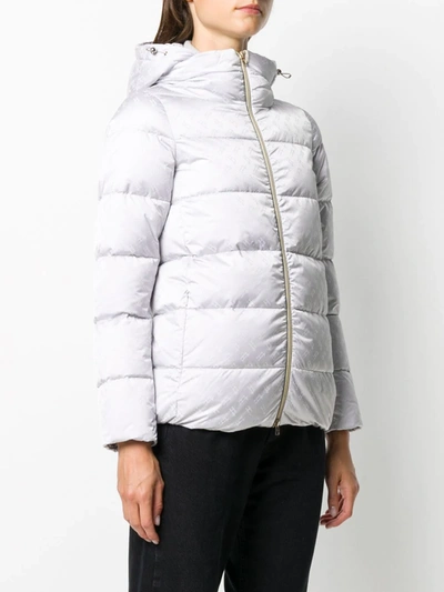 Herno Logo Pattern Puffer Jacket In Grey