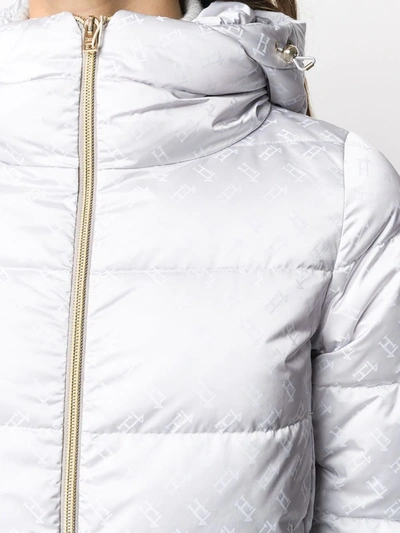 Herno Logo Pattern Puffer Jacket In Grey