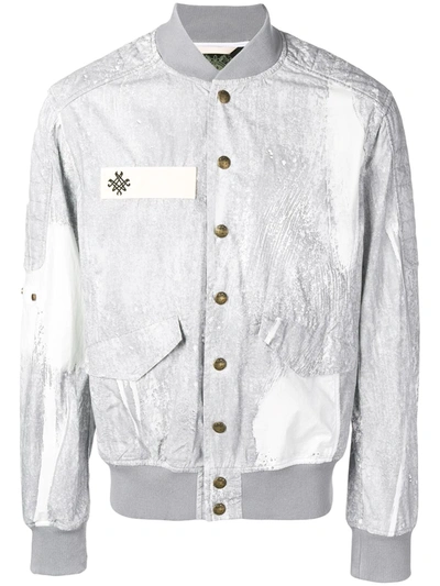 Shop Mr & Mrs Italy Button Down Bomber Jacket In Grey