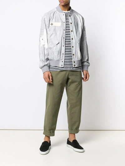 Shop Mr & Mrs Italy Button Down Bomber Jacket In Grey