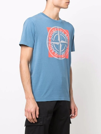 Shop Stone Island Compass Motif Short-sleeve T-shirt In Blue