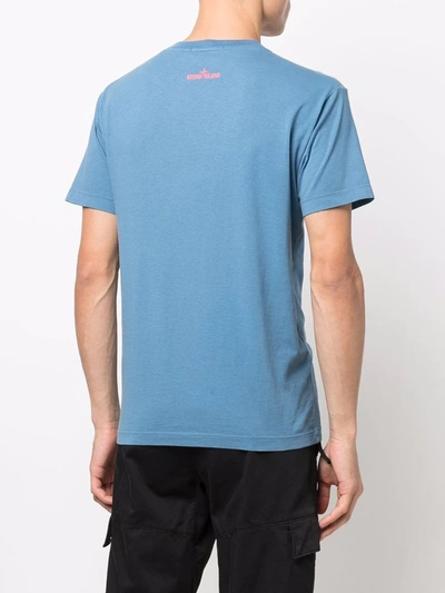 Shop Stone Island Compass Motif Short-sleeve T-shirt In Blue