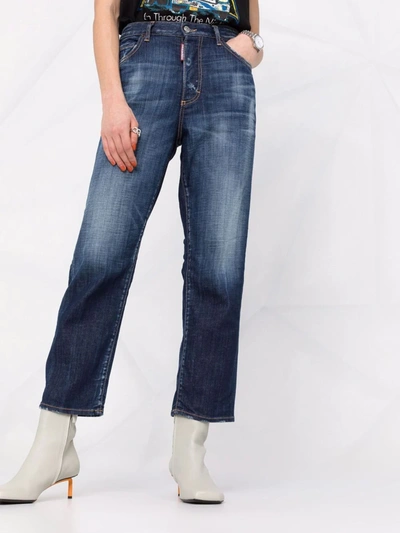 Shop Dsquared2 High-rise Straight-leg Jeans In Blue