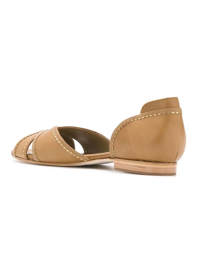 Shop Sarah Chofakian Leather Ballerinas In Neutrals