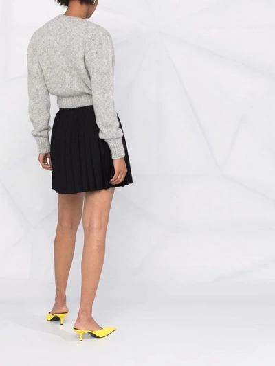 Shop Alessandra Rich Cropped Cable Knit Jumper In Grey