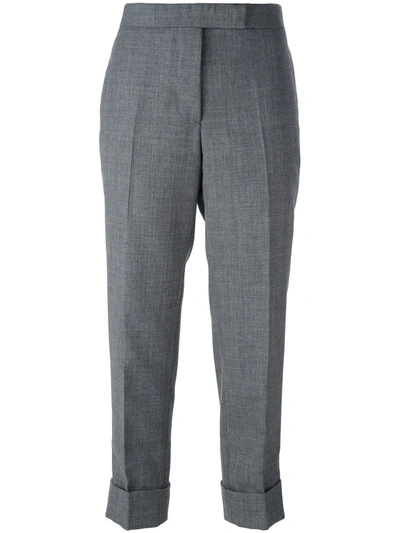 Shop Thom Browne Cropped Tailored Trousers In Grey