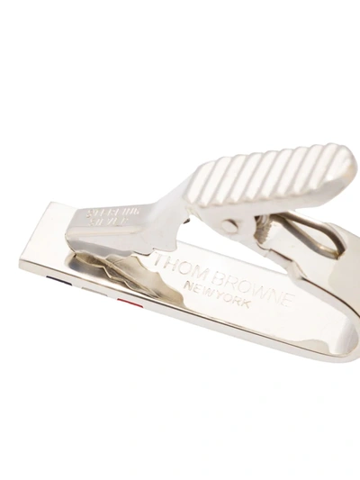Thom Browne Rwb Short Silver Tie Bar In Silver