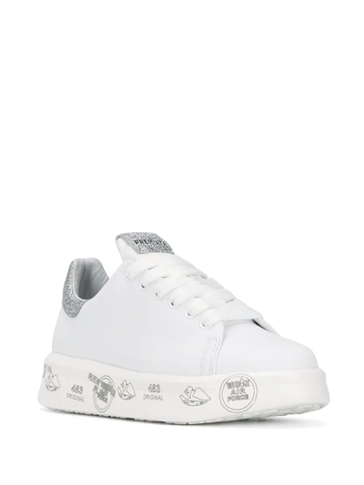 Shop Premiata Belle Glitter Flatform Sneakers In White