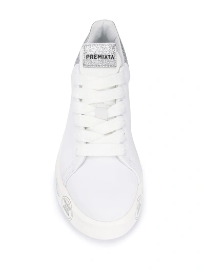 Shop Premiata Belle Glitter Flatform Sneakers In White