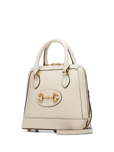 Shop Gucci 1955 Horsebit Small Tote Bag In White