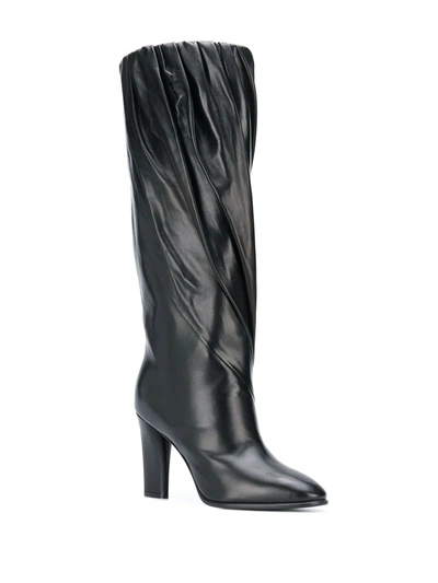 Shop Givenchy Pleated Calf High Boots In Black