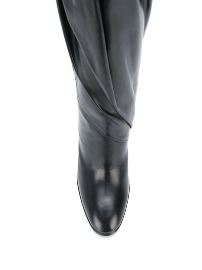 Shop Givenchy Pleated Calf High Boots In Black