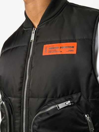 Shop Heron Preston Multi-pocket Padded Gilet In Black