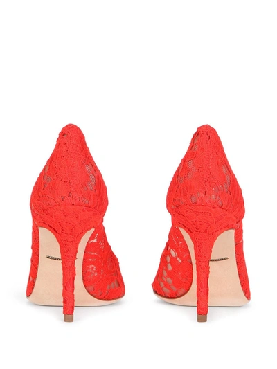 Dolce & Gabbana Taormina-lace Crystal-embellished Pumps In Red