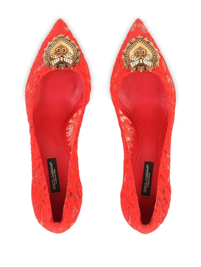 Dolce & Gabbana Taormina-lace Crystal-embellished Pumps In Red