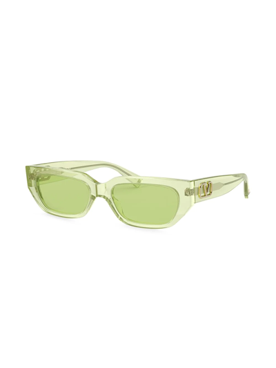 Shop Valentino Vlogo Rectangular-frame Sunglasses In Green