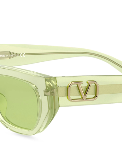Shop Valentino Vlogo Rectangular-frame Sunglasses In Green