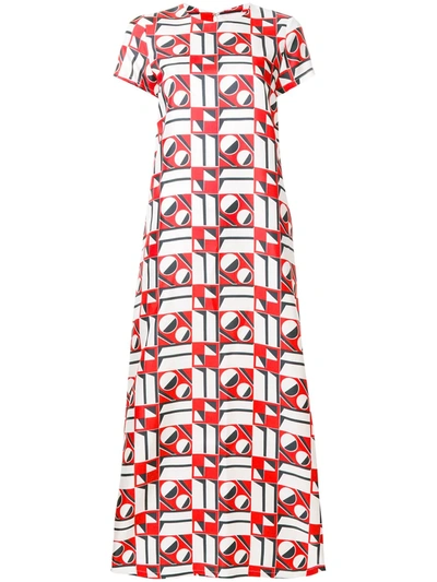 Shop La Doublej Long Length Patterned Swing Dress In Red