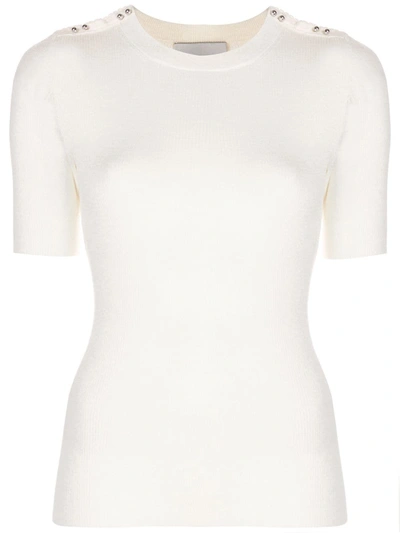 3.1 Phillip Lim Button-detail Ribbed T-shirt In White