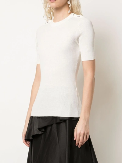 3.1 Phillip Lim Button-detail Ribbed T-shirt In White