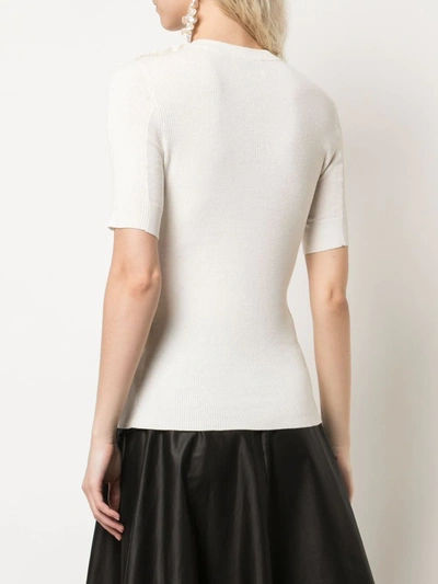 3.1 Phillip Lim Button-detail Ribbed T-shirt In White