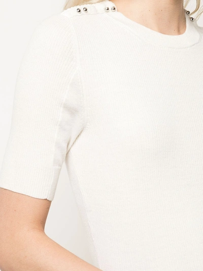 3.1 Phillip Lim Button-detail Ribbed T-shirt In White