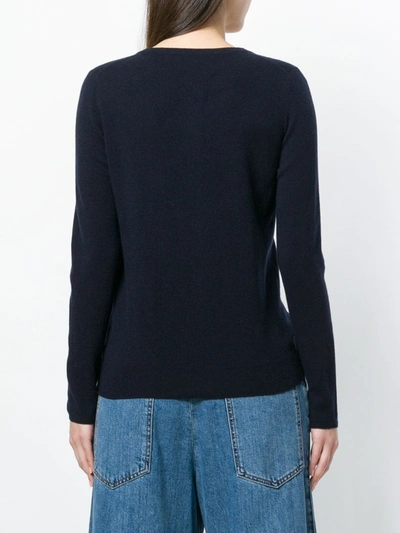 Shop N•peal Cashmere Round Neck Cardigan In Blue