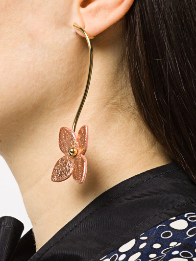 Shop Marni Dropped Floral Earrings In Gold