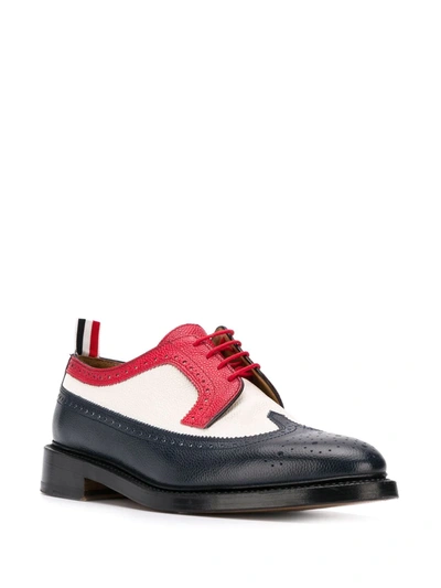 Shop Thom Browne Pebbled Leather Spectator Brogues In Blue