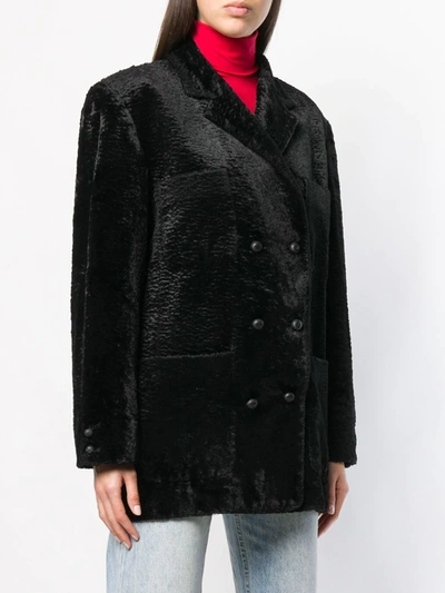 Pre-owned Fendi 1980s Teddy Coat In Black