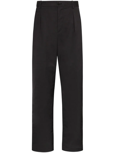 Shop Valentino Pleat-detailed Straight-leg Trousers In Black